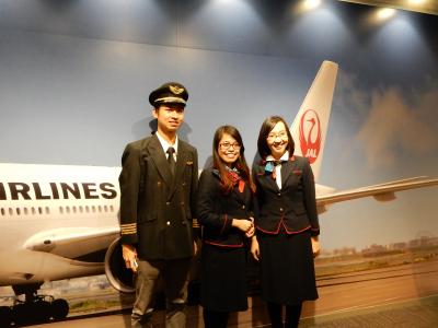 Dressing up as a pilot and flight attendants! 