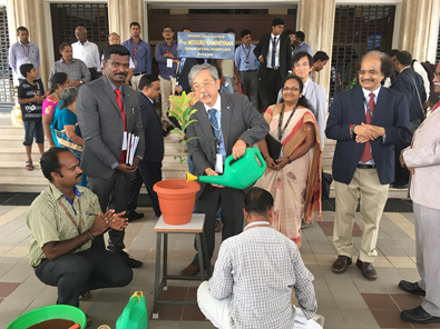 Planting ceremony by Prof. Kaminoyama